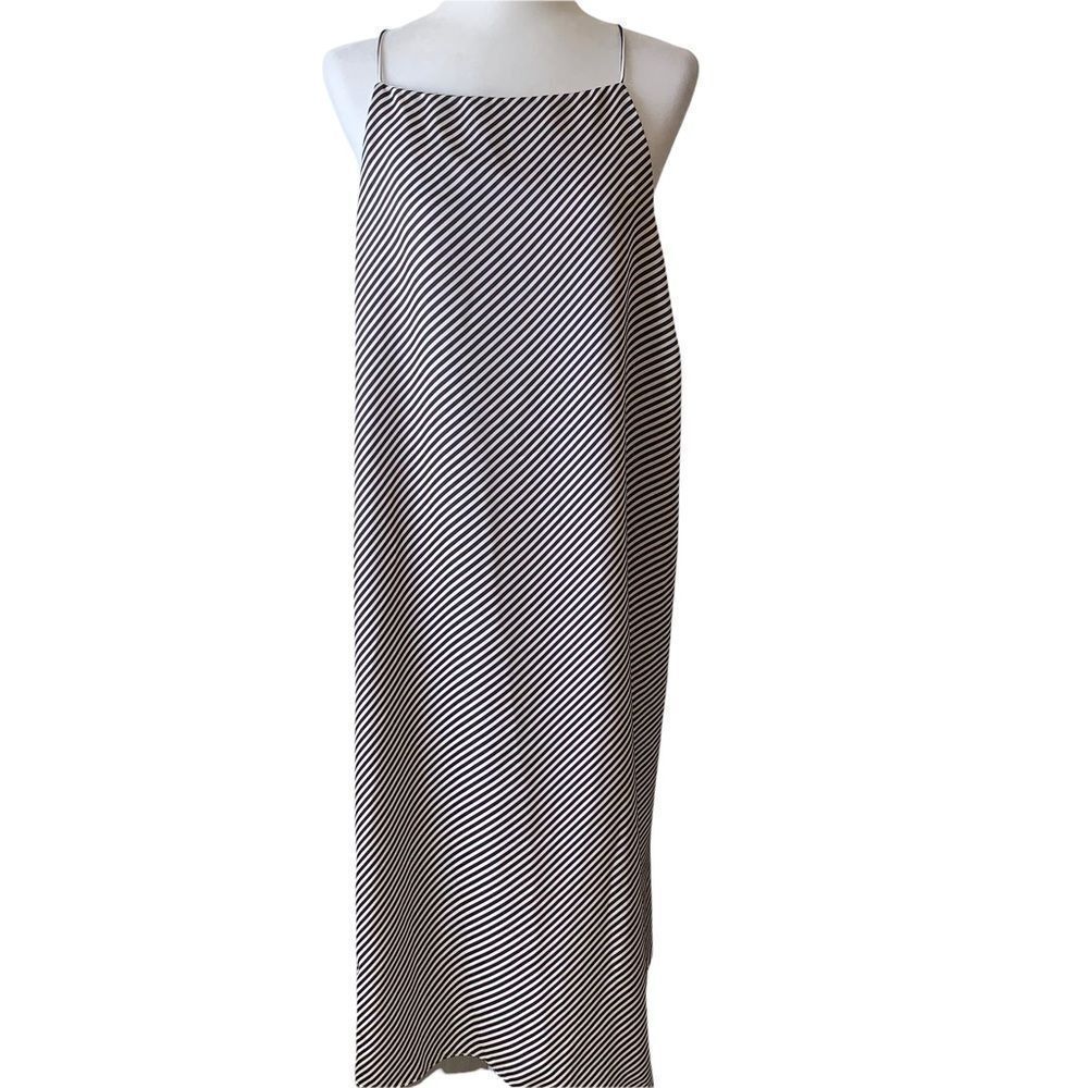 H&M Black/White Stripe Spaghetti Strap Sheath Maxi Dress Size XL